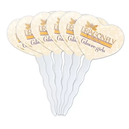 Набор для украшения кексов Dragonfly Inn Heart Love Cupcake Picks Toppers из 6 штук