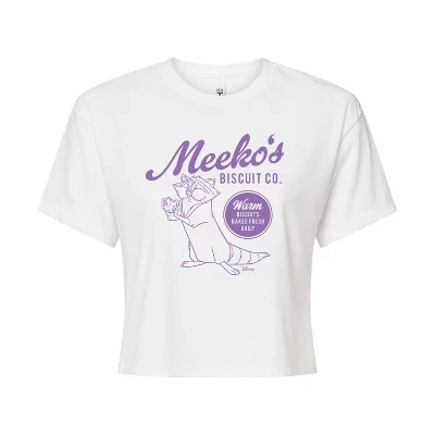 Женская укороченная футболка с рисунком Meeko's Biscuit Co, белая