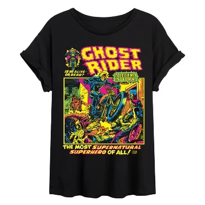 Женская футболка Marvel Black Light Ghost Rider, черная