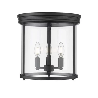 Потолочный светильник Thayer 3-Light для скрытого монтажа - Современный стальной дизайн, с регулируемой яркостью, черный с защитой от влаги