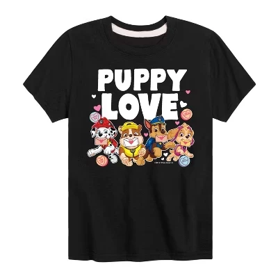 Футболка с коротким рукавом и рисунком Puppy Luv для мальчиков - Paw Patrol - черная