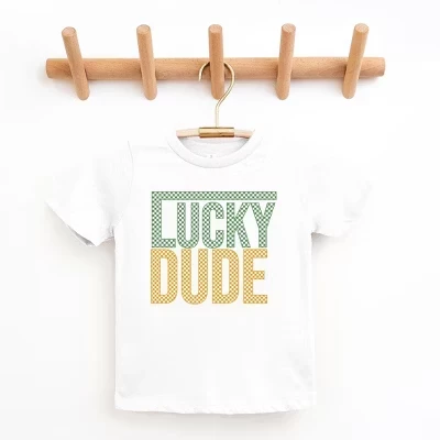 Молодежная футболка Lucky Dude в клетку с коротким рукавом белого цвета