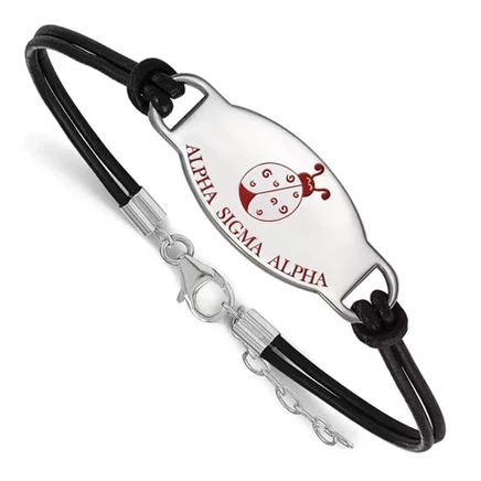 Браслет Black Bow Alpha Sigma Alpha, кожа, 18 см, черный
