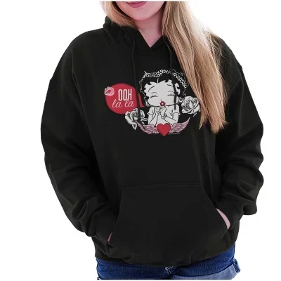 Толстовка с капюшоном Betty Boop Heart Angel Wings Ooh LaLa Женская лицензионная черная