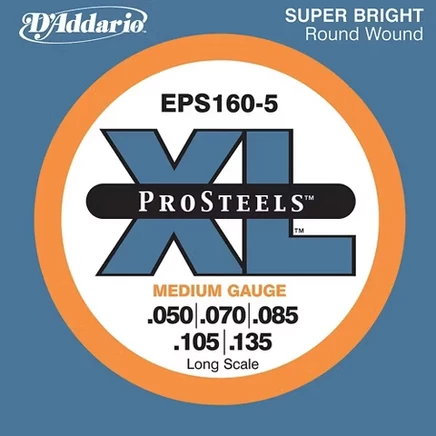 Струны D'Addario EPS160-5 ProSteels для баса, 5 струн
