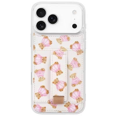 Чехлы Чехол для телефона iPhone 17 Pro Max с бумажником и ремешком для пальцев teddy