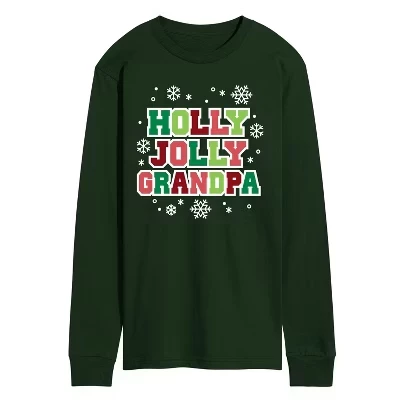 Мужская футболка с длинным рукавом Holly Jolly Grandpa с рисунком, зеленая
