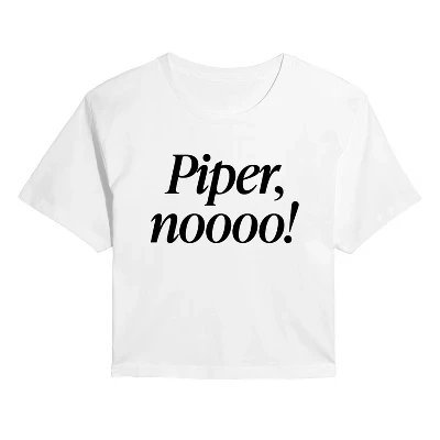 Женская укороченная футболка с рисунком Piper No, белая