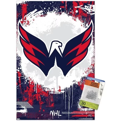 NHL Washington Capitals - Логотип Maximalist 23 настенных плаката без рамки с прозрачными кнопками в комплекте