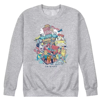 Мужская флисовая толстовка athletic heather с анимированным коллажем из значков и графическим рисунком