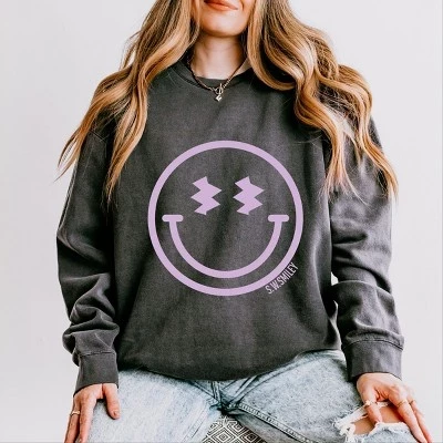 Легкая одежда с принтом в виде смайлика S.W.Smiley Smiley Face Outline Puff, окрашенная в цвет свитшота pepper