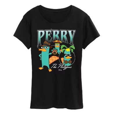 Женская футболка Perry Platapus Bootleg с коротким рукавом и графическим принтом, черная