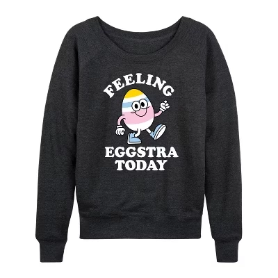 Женская рубашка Feelin Eggstra из легкого французского махрового полотна с широким вырезом и длинными рукавами, выполненная в графическом стиле heather charcoal