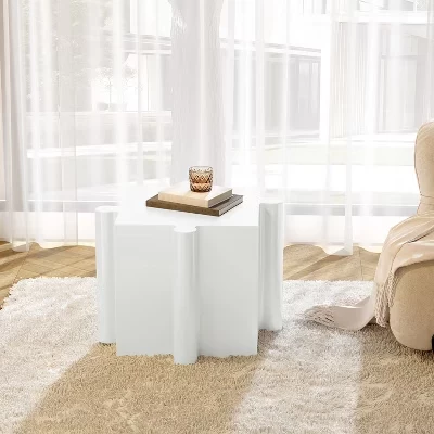 Ava Modern Patio Легкий бетонный модульный столик-головоломка для патио с выпуклыми краями белого цвета