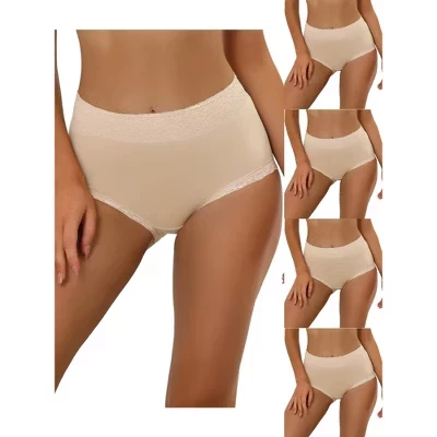 Женские трусы Allegra K, 5 шт., высокая посадка, бежевые