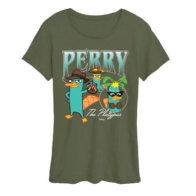 Женская бутлегерская футболка Perry Platapus с коротким рукавом и рисунком burnt olive