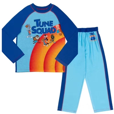SPACE JAM Looney Tunes Pajama Shirt and Pants Sleep Set Little Kid to Big Kid blue