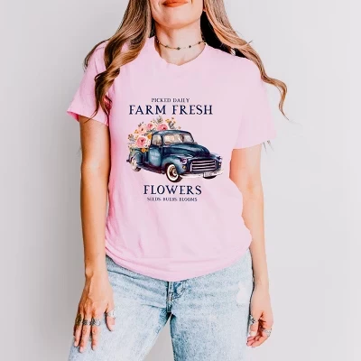 Футболка с коротким рукавом Farm Fresh Flowers Truck розового цвета