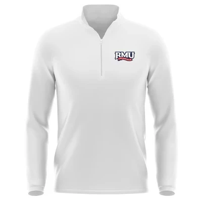 Мужской пуловер Robert Morris University Adult Active Sport на молнии 1/4 с логотипом слева на груди белого цвета
