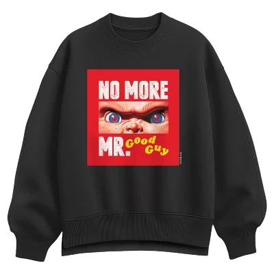 Женская толстовка No More Mr. Good Guy из овечьей шерсти оверсайз черного цвета.