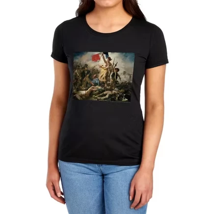 Женская футболка Eugene Delacroix Liberty Leading the People, черная