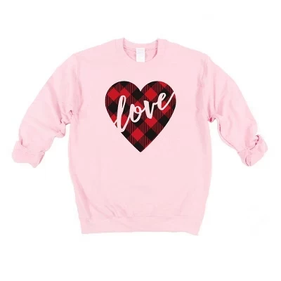 Женская толстовка с рисунком Buffalo в клетку Love Heart