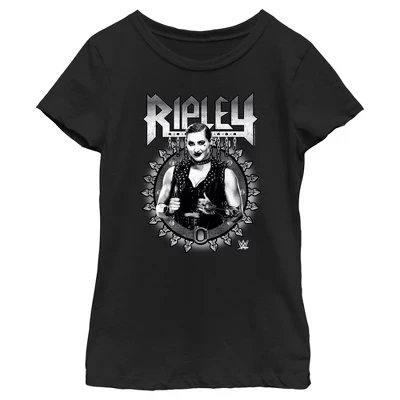 Футболка для девочек WWE Ripley с фотопринтом, черная