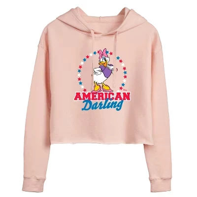 Женская укороченная толстовка American Darling Daisy с капюшоном и рисунком синего цвета