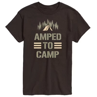 Мужская футболка с коротким рукавом Amped To Camp с графическим рисунком темно-коричневого цвета