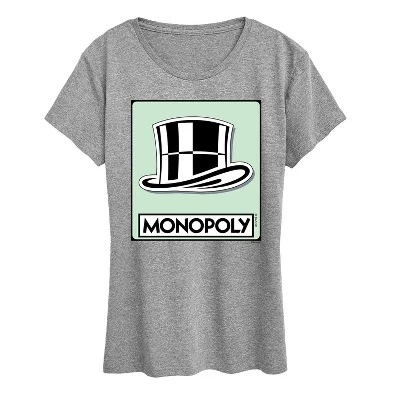 Женская футболка Monopoly Hat Token с принтом, серая