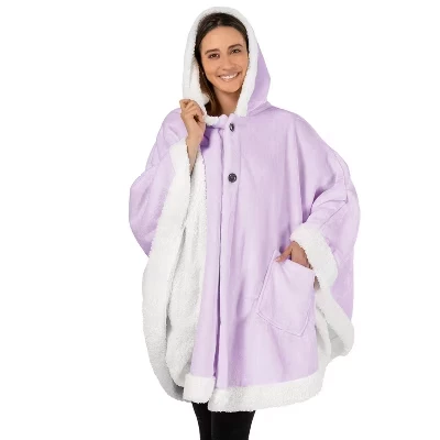 Одеяло с капюшоном Angel Wrap для взрослых женщин, пригодное для носки Уютное одеяло-накидка из флиса, накидка-накидка фиолетового цвета