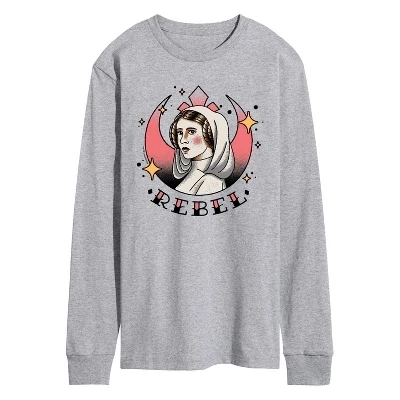 Мужская футболка с длинным рукавом Leia Tattoo и графическим рисунком athletic heather
