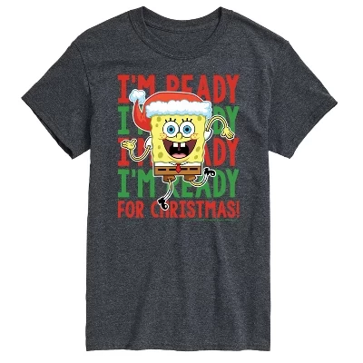 Мужская футболка SpongeBob «Я готов к Рождеству», тёмно-серая