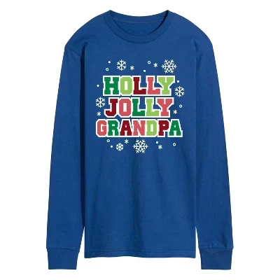 Мужская футболка с длинным рукавом Holly Jolly Grandpa с рисунком, синяя