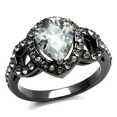 Женское кольцо SlickBlue с грушевидным фианитом, gunmetal, 5–10