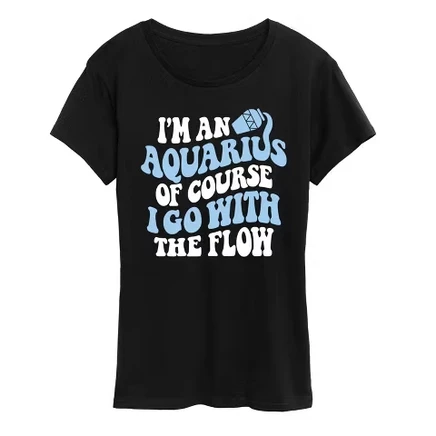 Женская футболка с коротким рукавом и рисунком Im An Aquarius, черная