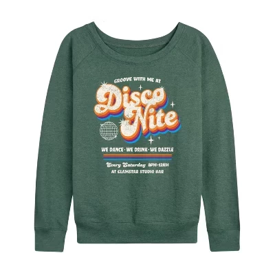 Женская легкая махровая рубашка Disco Nite с широким вырезом и длинным рукавом с графическим рисунком heather juniper