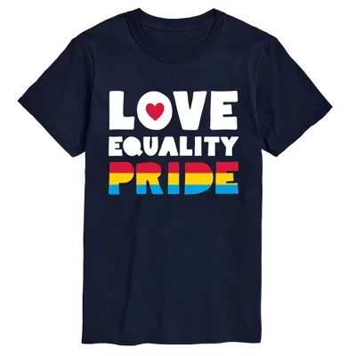 Мужская футболка с коротким рукавом Love Equality Pride с графическим рисунком синего цвета