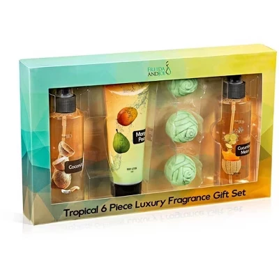 Подарочный набор Freida & Joe Fine Fragrance Body Mist & Body Splash Valentines – Роскошное комбинированное средство для ухода за собой для женщин и девушек с кокосом, огурцом, манго-грушей и бомбочками для ванны