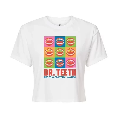 Женская укороченная футболка с графическим рисунком Dr. Teeth & The Electric Mayhem Tour белого цвета