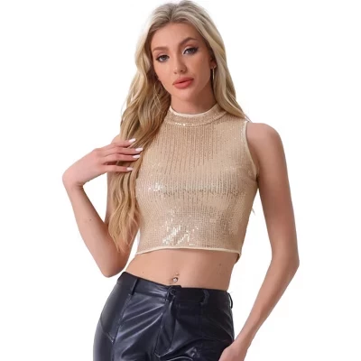 Женский топ INSPIRE CHIC с пайетками, розовое золото