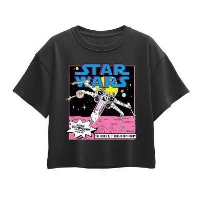 Luke Skywalker Ship Short Sleeve Boxy Graphic T-Shirt black