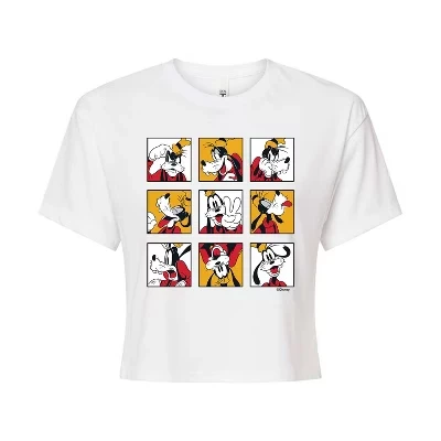 Женская укороченная футболка с рисунком Goofy Grid, белая