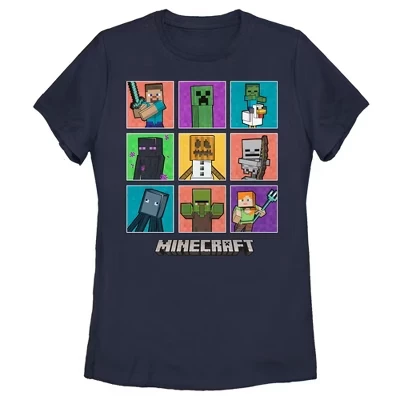 Женская футболка Minecraft с принтом персонажей, синяя