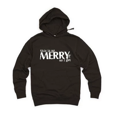 Женская толстовка с капюшоном с рисунком Merry as I Get black