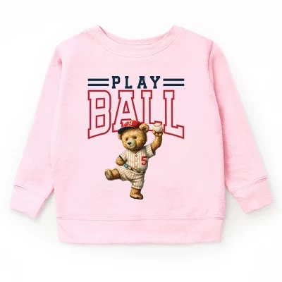 Молодежная толстовка Play Ball Baseball Bear розового цвета