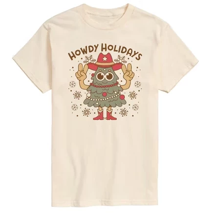 Мужская футболка с коротким рукавом и рисунком Howdy Holidays кремового цвета