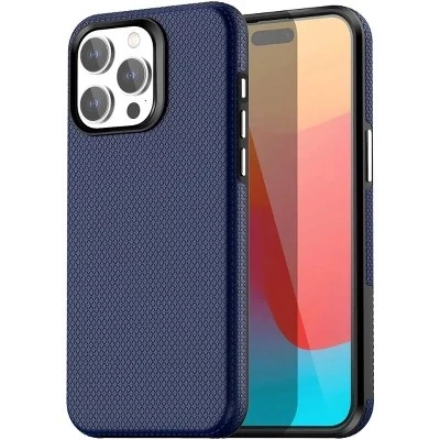 Чехол, совместимый с iPhone 16 Pro - Противоскользящий прочный противоударный чехол синего цвета
