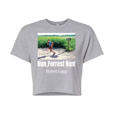 Женская укороченная футболка с графическим рисунком Run Forrest Run