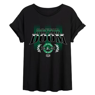 Женская футболка Doom Soccer Jersey оверсайз с графическим рисунком черного цвета